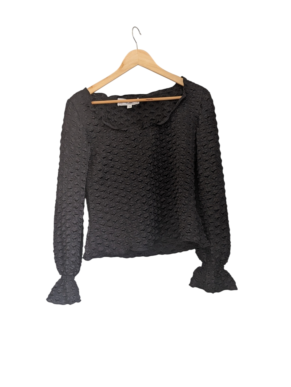 Woman's Lily Simon Boutique Textured Black Long-Sleeve Blouse- Size 10/ Medium